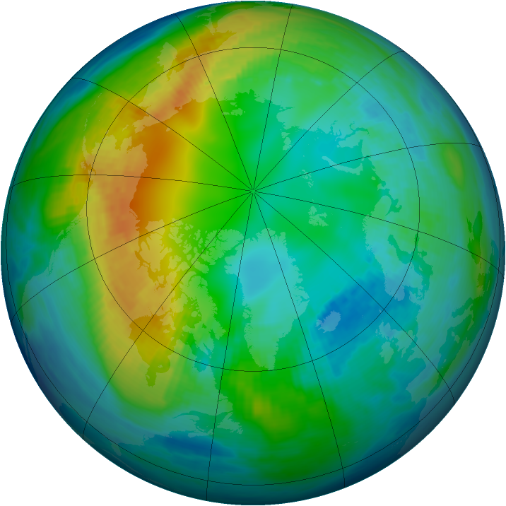 Arctic ozone map for 05 November 1987